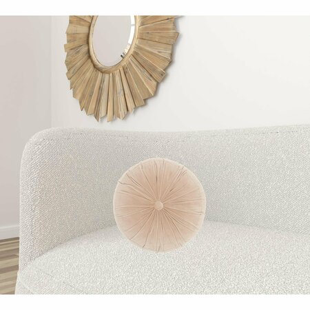 Homeroots 16 x 16 in. Light Pink Tufted Round Throw Pillow 386282